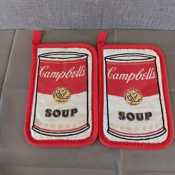 Vintage 1970s Pair of Campbell's Soup Pot Holders Quilted Magnetic 5” X 7” - Picture 1 of 2